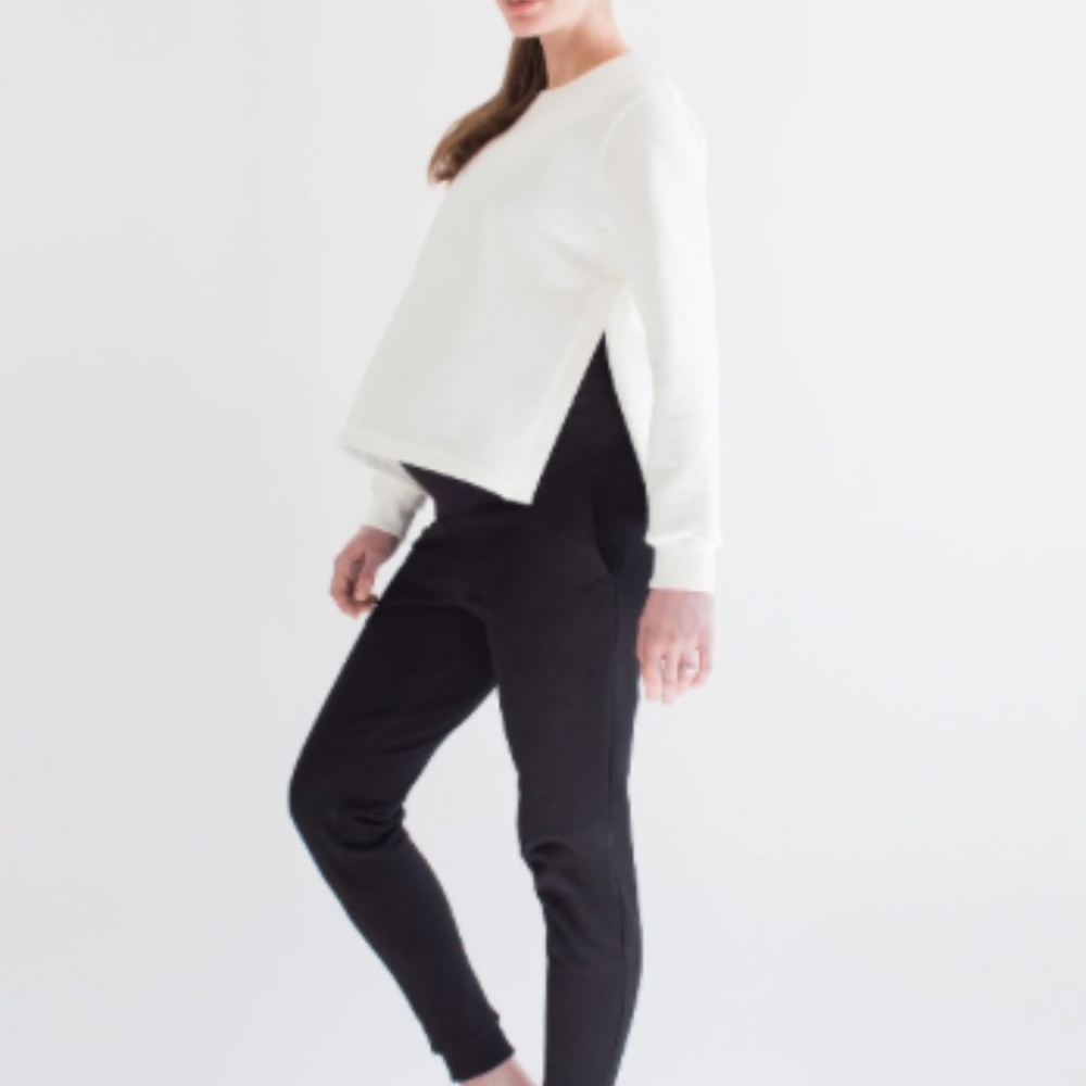 Aumnie 🇨🇦 MATERNITY Hatch Side Split Sweatshirt White - L
